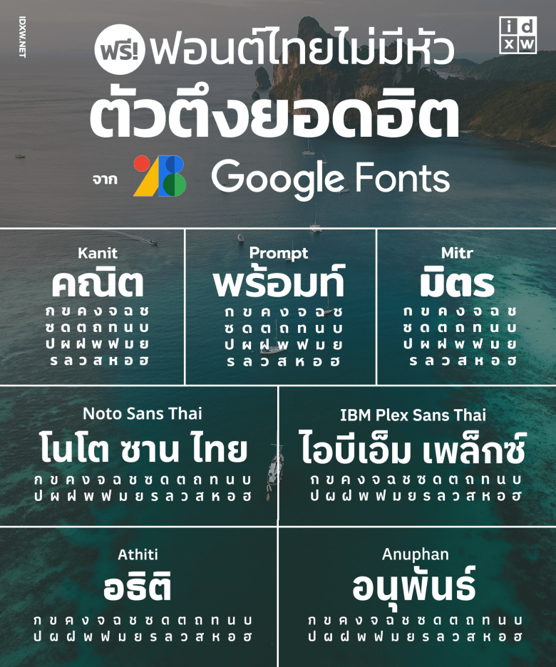ฟรี! ฟอนต์ไทยไม่มีหัว ตัวตึงยอดฮิตจาก Google Fonts – IDXW